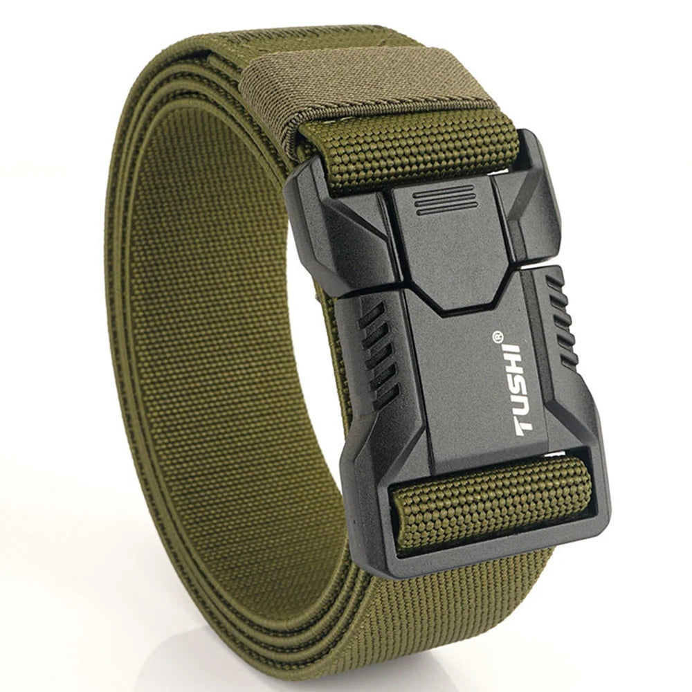 TUSHI – ceintures élastiques à boucle enfichable en alliage d'aluminium pour hommes, ceinture tactique Durable, Cowboy, ceinture militaire en plein air, chasse