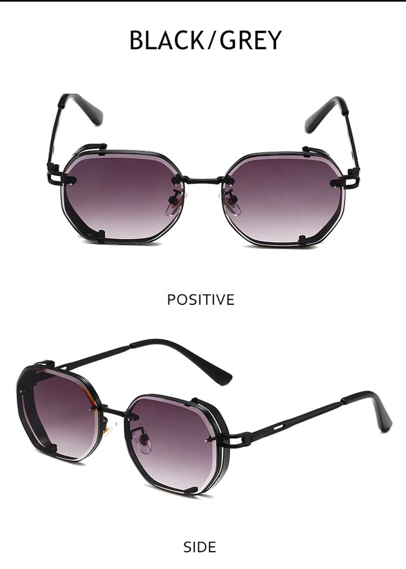 Lunettes de soleil carrées punk pour hommes, nuances rétro, luxe, mode vintage, steampunk, 2023