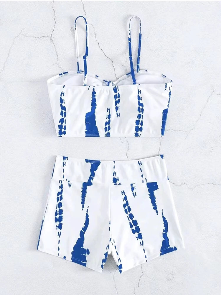 Maillots de bain femme 2026 : Bikinis short à cordon de serrage devant, taille haute, pour la natation et la plage