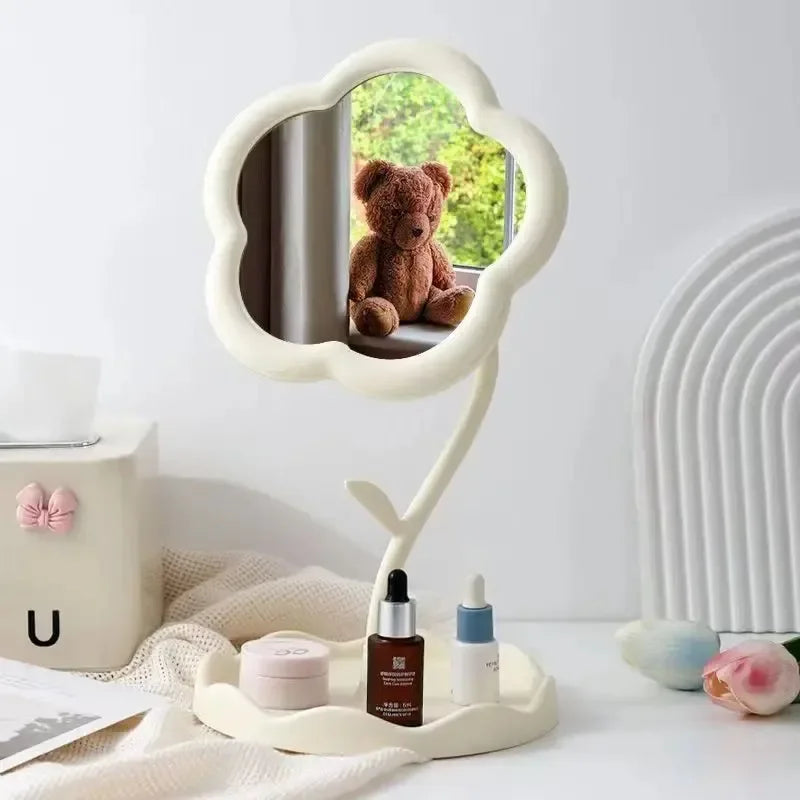 Miroir de bureau Design floral mignon, décoration créative pour chambre à coucher, cadeau de haute valeur esthétique, miroir décoratif de vanité de Style Gao Yan