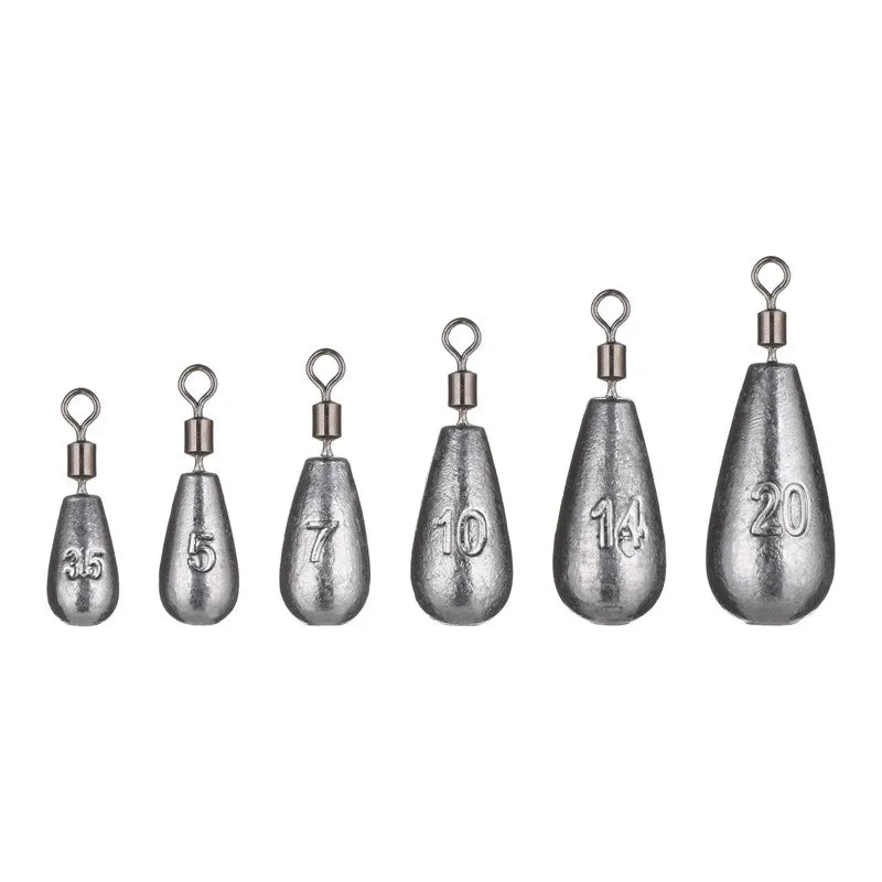 Poids en forme de goutte d'eau pour la pêche à la carpe, accessoire pour appât, 3.5g, 5g, 7g, 10g, 14g, 20g, lot de 5 pièces
