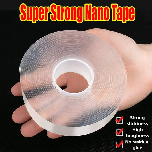 Double-Sided Transparent Adhesive Tape, Super Strong, Reusable, Waterproof, Heat Resistant, for Bathroom and Home Decoration