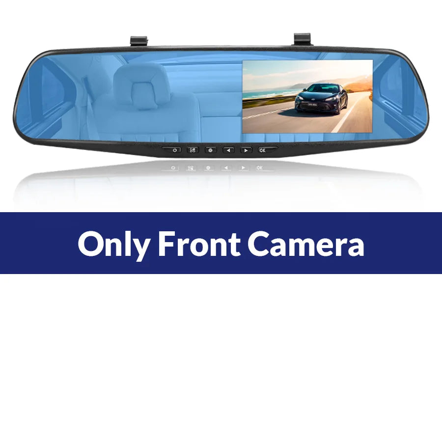 Dashcam Mini Rétroviseur 4,3" — Double Caméra Avant Arrière IPS Noir