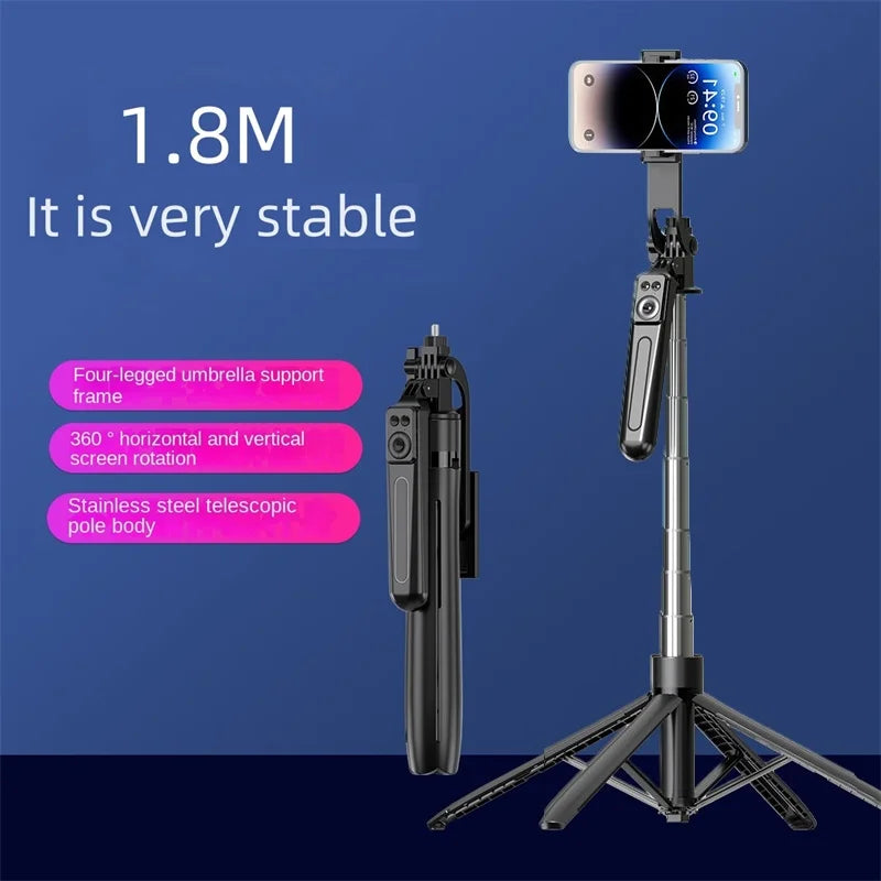 Roreta — Perche à Selfie Trépied 1.8m Télécommande Bluetooth iPhone & Android