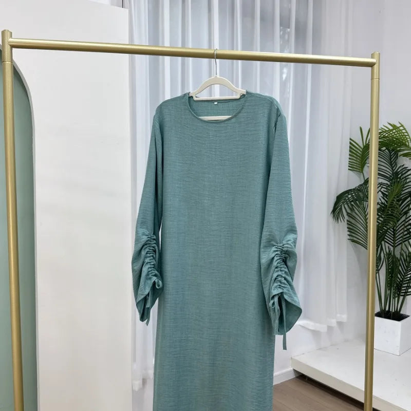Robe modeste pour femmes musulmanes, arabie saoudite, Eid dubaï, Abaya uni, fête de vacances islamique, couleur unie, turquie, poignets à lacets, vêtements longs, 2024
