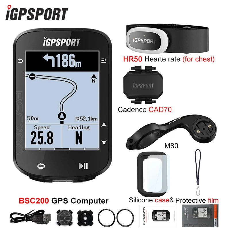 Ordinateur de vélo GPS sans fil — compteur de vitesse numérique, navigation route, chronomètre, odomètre