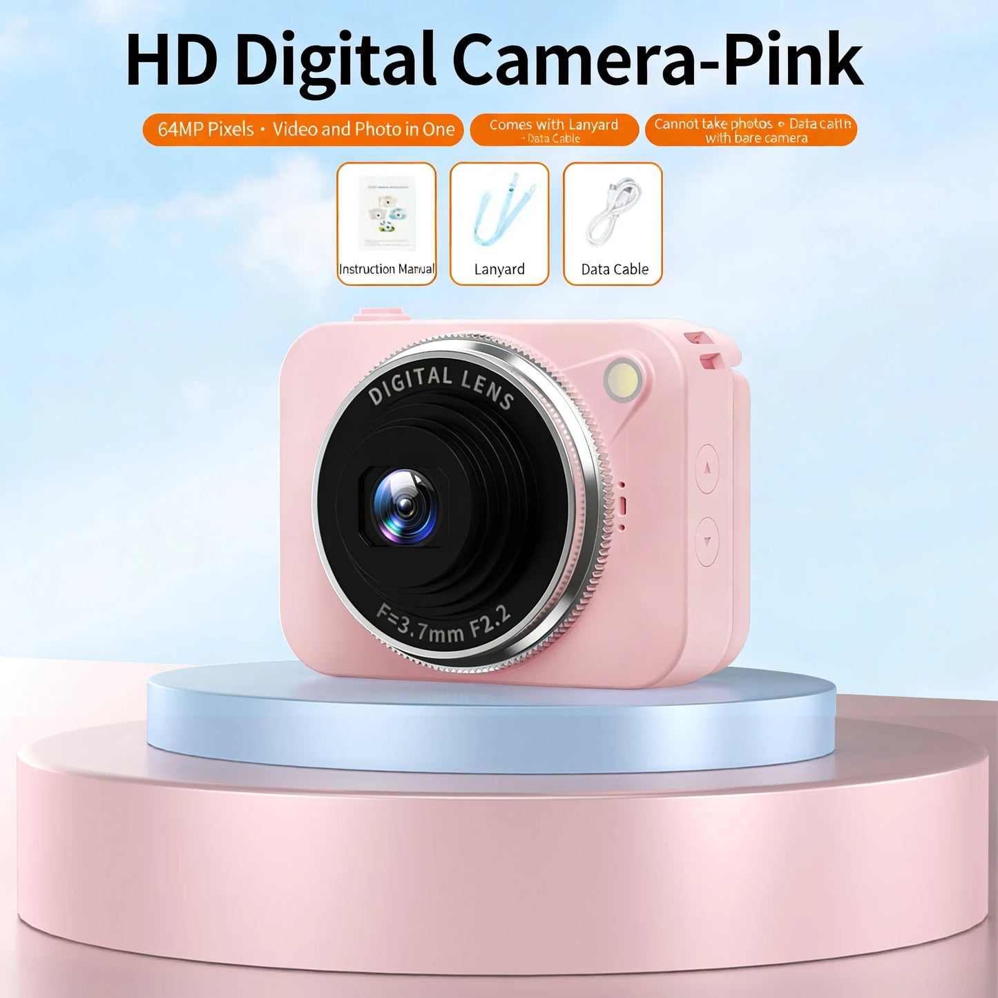 Caméra 4K HD 180° CCD portable compacte — vlog, selfie, idéale pour étudiants, cadeau