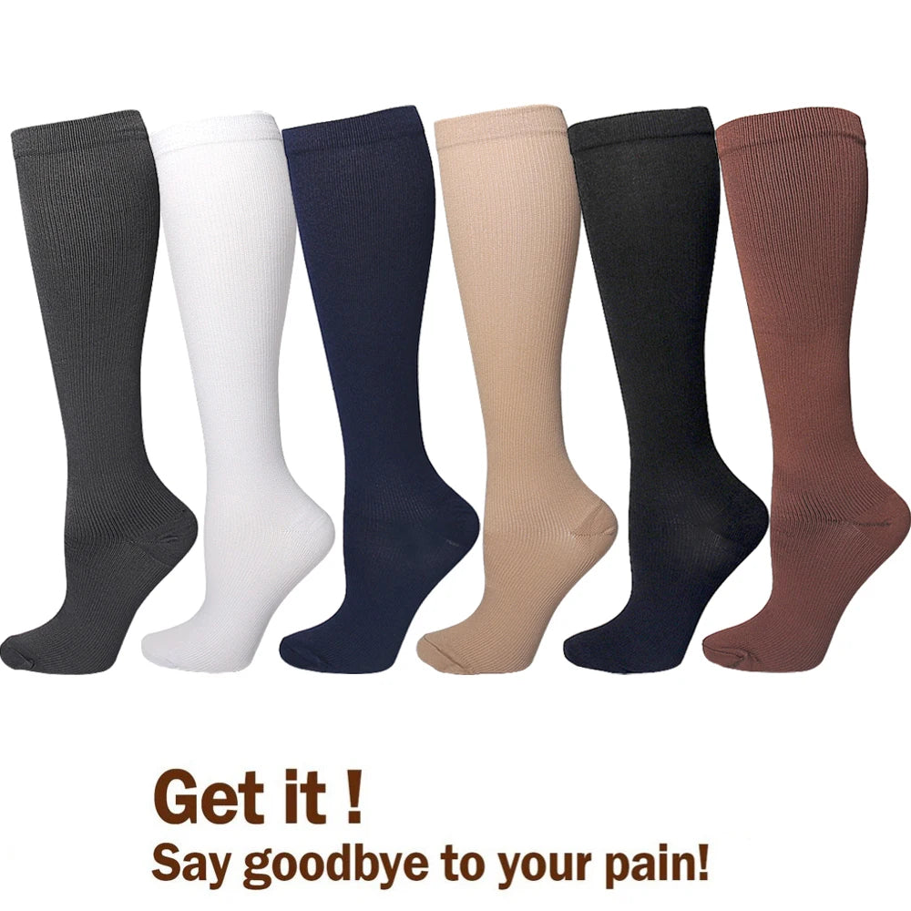 Chaussettes de Compression pour varices, adaptées au Golf, Rugby, course à pied, randonnée, Sports pour Anti-Fatigue, conduite, voyage, vol, femmes et hommes