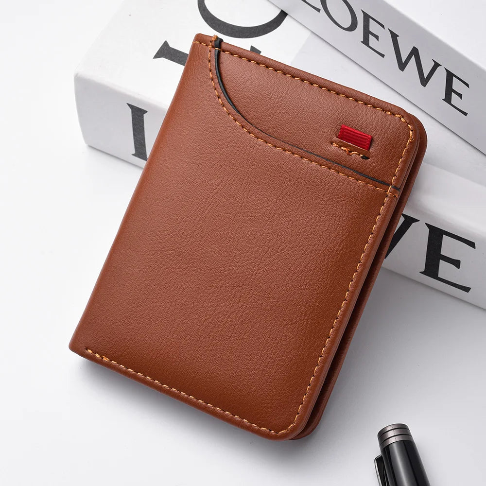 Mini portefeuille Ultra-fin en cuir PU souple pour hommes, 1 pièce, porte-cartes de crédit, court et Vertical, de haute qualité
