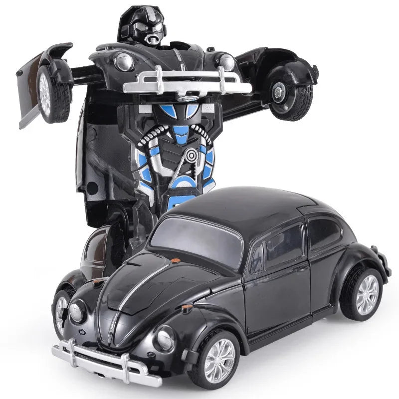 Coche de juguete de cambio de forma de impacto inercial para niños, robot Autobot de cambio de forma con un solo botón, rompecabezas de cambio de forma, colisión