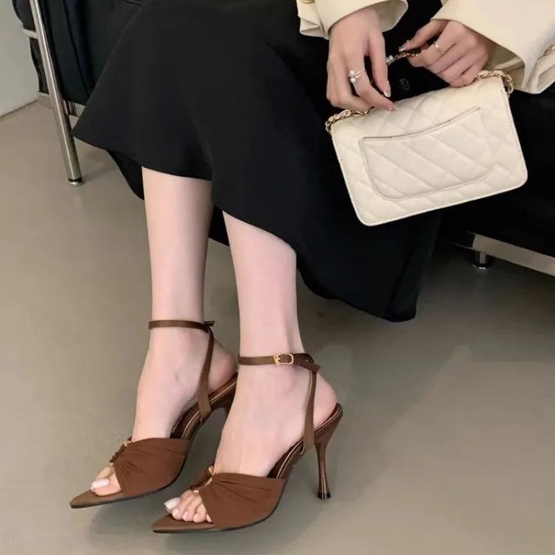 Women's Super High Heel Sandals, Pointed Toe Heel Shoes, Stiletto Pumps, Elegant, Slingback, Summer, 2025