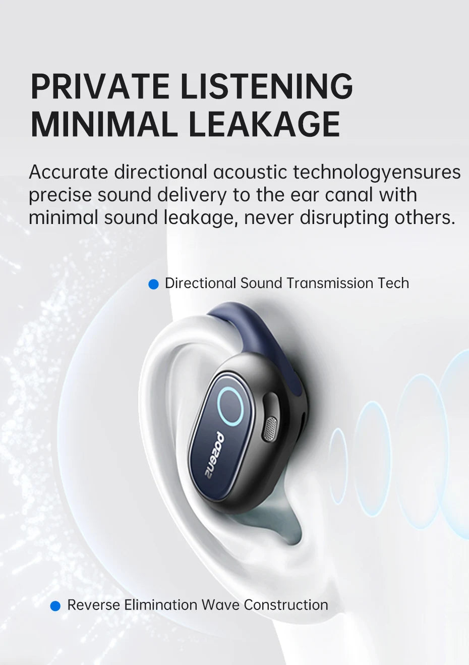 Écouteurs Sans Fil Sport Oreille Ouverte Bluetooth 5.4 — Crochets, Grandes Basses, 60h