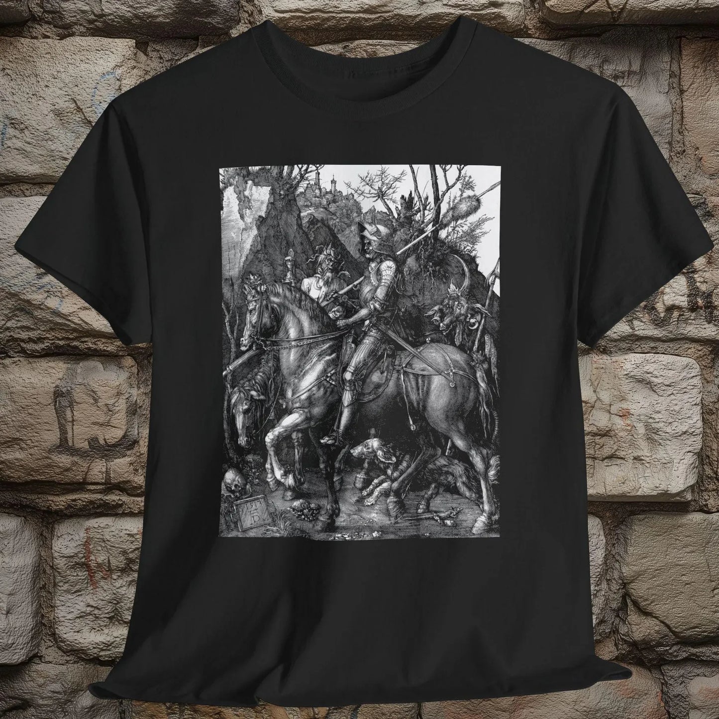 Camiseta unisex "Caballero, muerte y diablo" de Albrecht Durero, camisetas gráficas retro de Streetwear, cuello redondo, manga corta para hombre