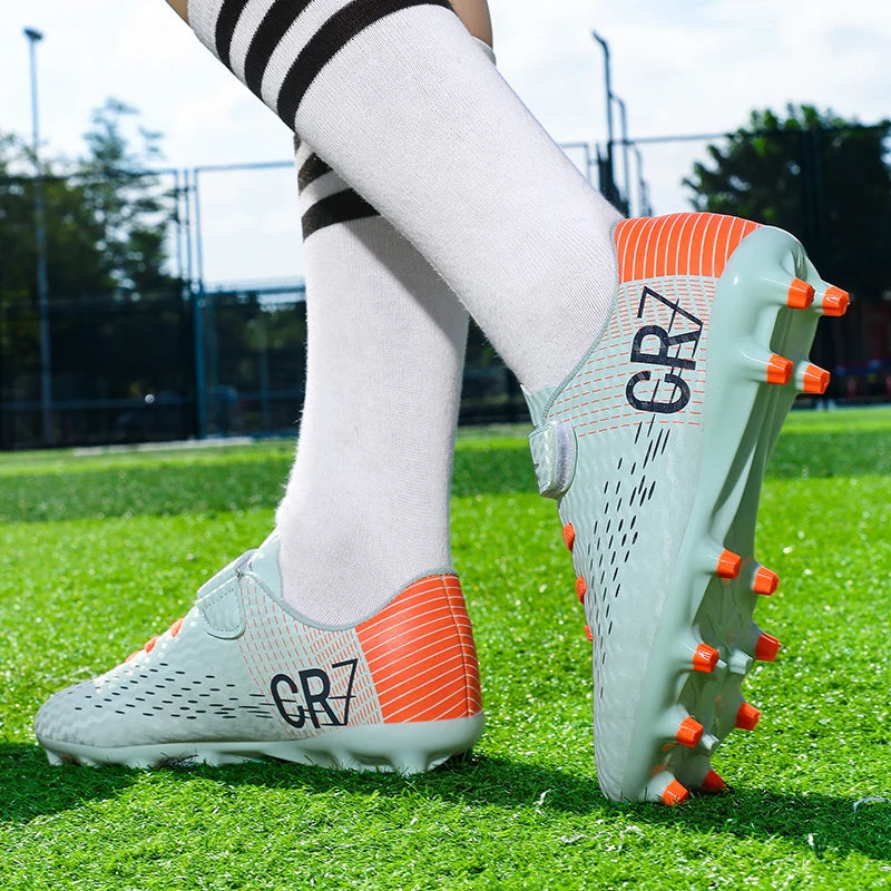 Chaussures de Football Ado Unisexe AG Gazon Synthétique — Respirantes, Fermeture Velcro EU 31–39