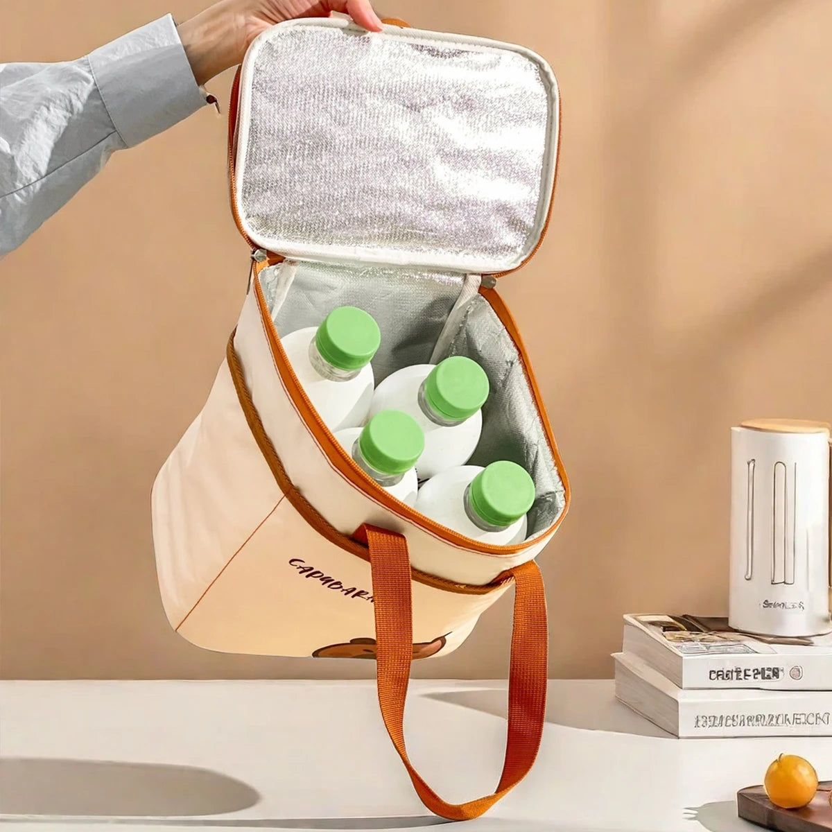Sac à déjeuner isolé Capybara mignon pour étudiant enfant, sac thermique Portable de grande capacité étanche pour aliments, sac isotherme réutilisable pour pique-nique