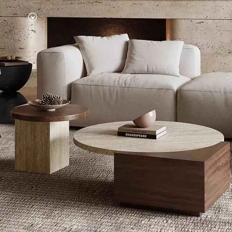 Table basse ronde Wabi Sabi — design unique, moderne, salon, meubles maison