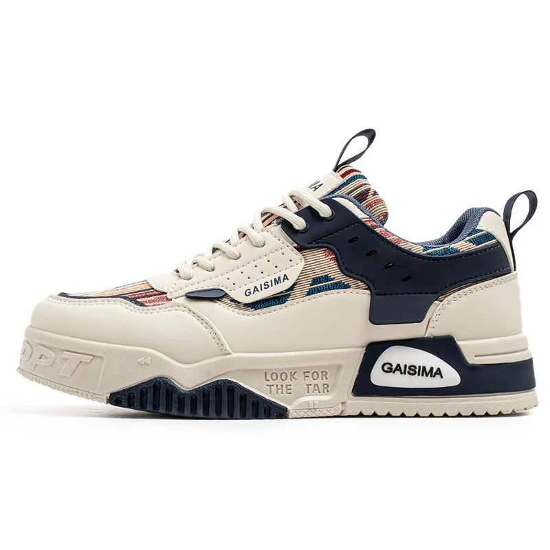 Blue Fashion Designer Skateboard Shoes Men Streetwear Hip Hop Sneakers Men Luxury Platform Skateboard Sneakers Men Basket Homme
