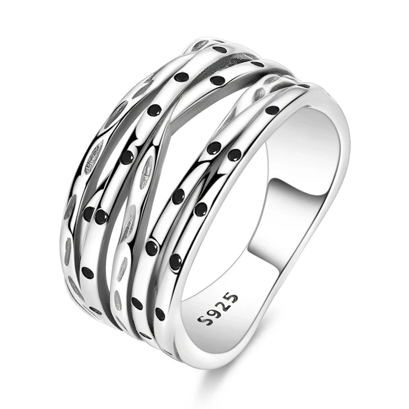 Anillos de plata 925, línea entrelazada, anillos enrollados geométricos de circonita, compromiso romántico, boda, San Valentín, joyería fina, regalo