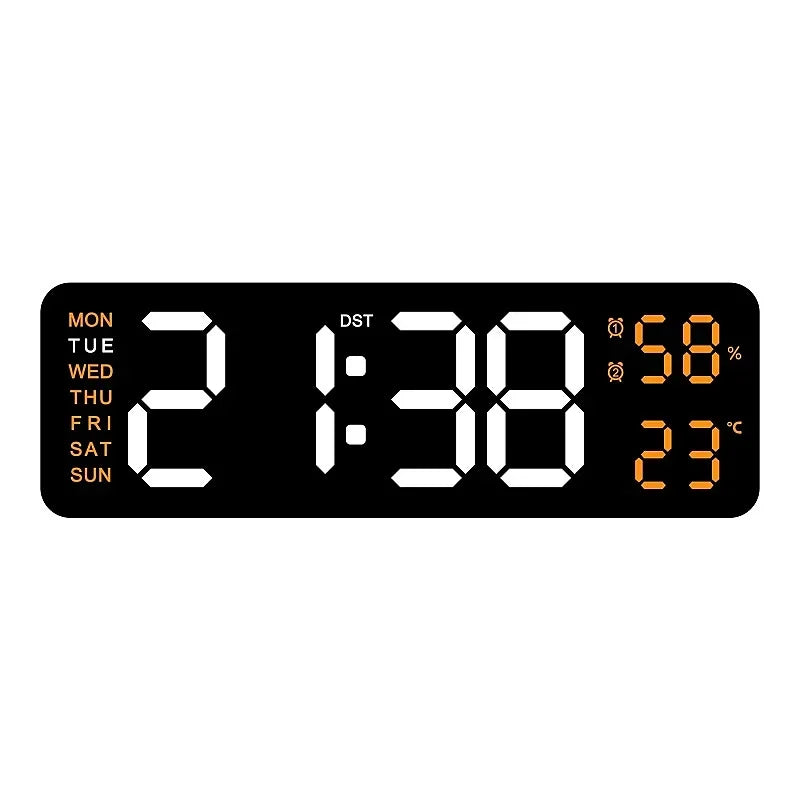 Grande horloge murale numérique de 9 pouces, alimentée par USB, température et humidité, variateur automatique, horloge de Table DST, réveil électronique LED 12/24H