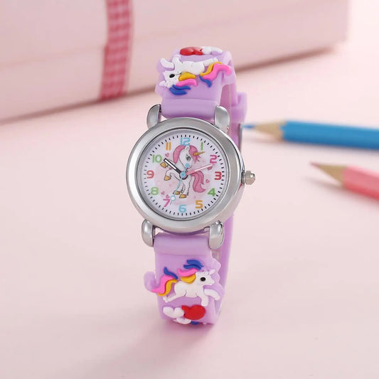 Nouvelle mode coloré dessin animé licorne étudiant et montre pour enfants montre à Quartz montre électronique