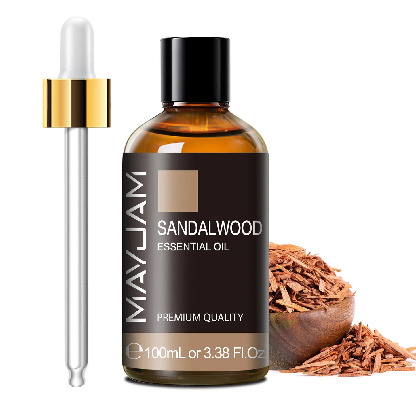 MAYJAM - Essential Oil with Dropper, Sandalwood, Lavender, Eucalyptus, Vanilla, Aromatic Oil for Humidifier, Candle Burner, 100ml