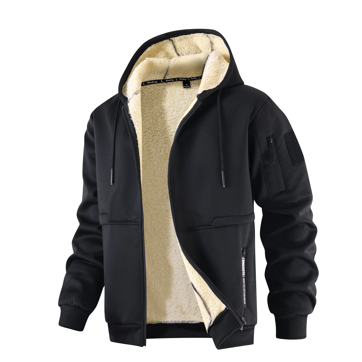 Veste polaire d'hiver pour hommes, veste en laine épaisse décontractée, sweat à capuche chaud avec fermeture éclair, Cardigan de sport à manches longues, manteau à capuche