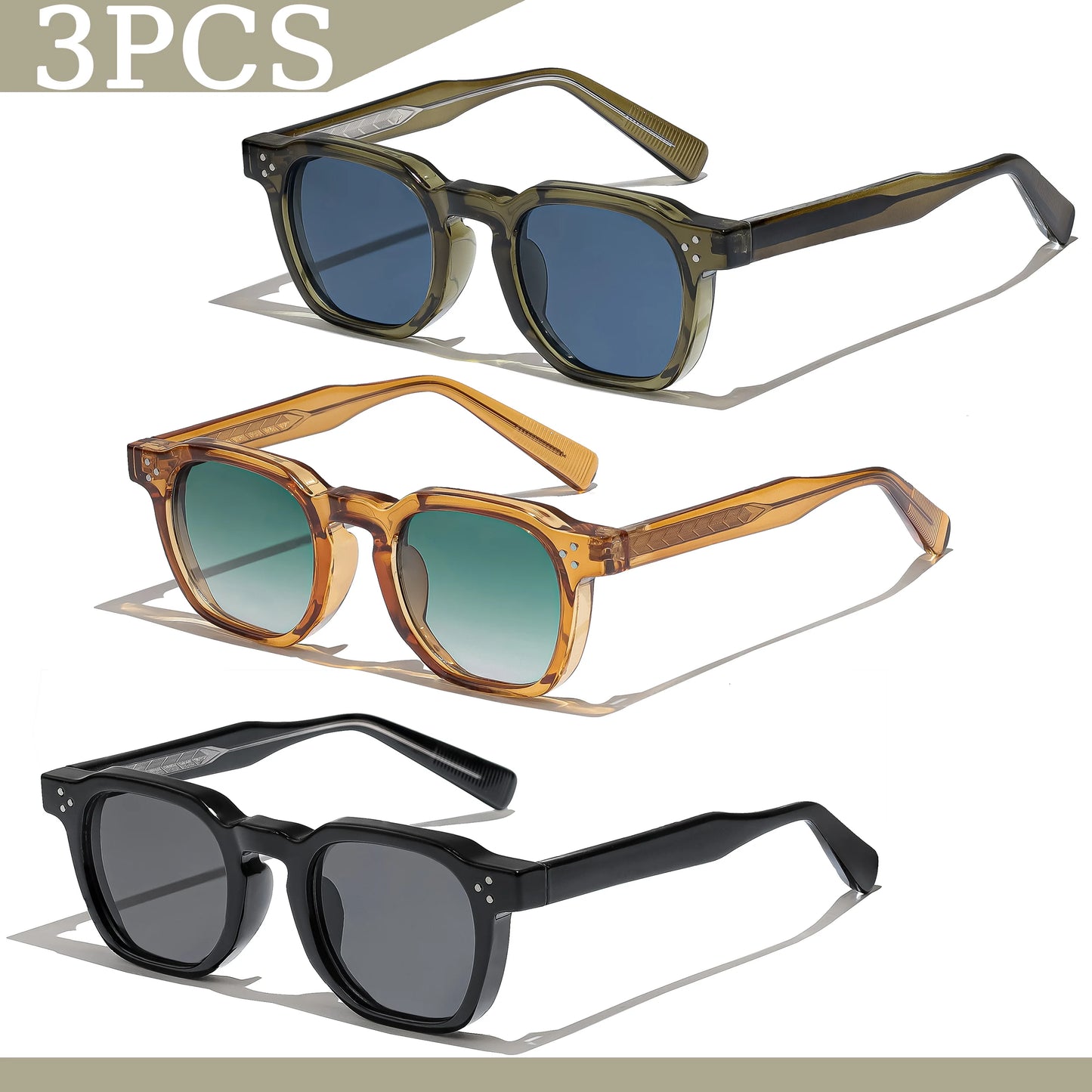 1/2/3 pièces en gros nouveau carré rétro lunettes De Soleil hommes mode Punk lunettes De Soleil femmes lunettes De Voyage Lunette De Soleil Femme UV400