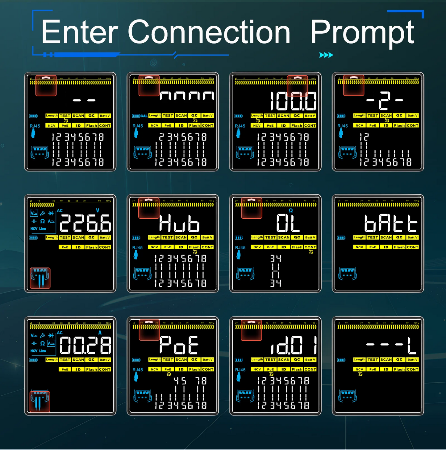 TOOLTOP – testeur de câbles réseau multifonctionnel de 3.2 pouces, 400M, Test POE, cartographie de câbles LAN, multimètre, outil de suivi de ligne téléphonique NCV