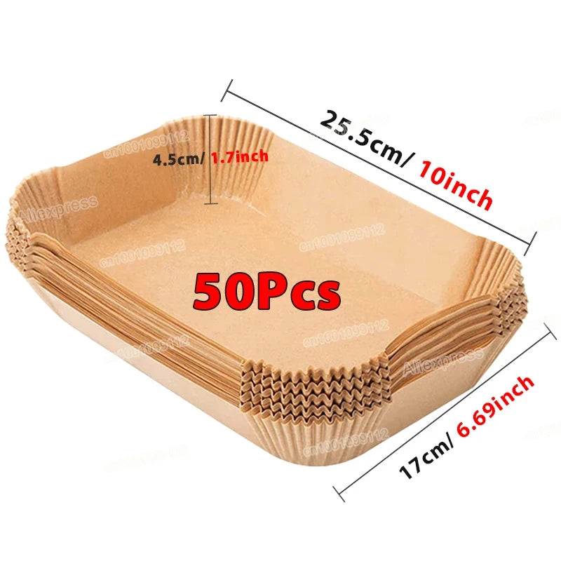 Papier antiadhésif pour friteuse à air et poulet, papiers de cuisson ronds, doublures en papier, accessoires de cuisine, 50 pièces, 100 pièces