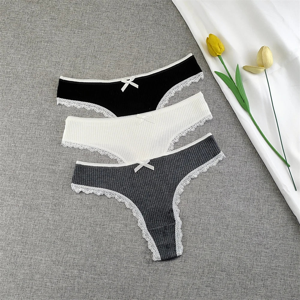 Culottes Dentelle Garniture Femme — Lot de 3 Pièces Lingerie