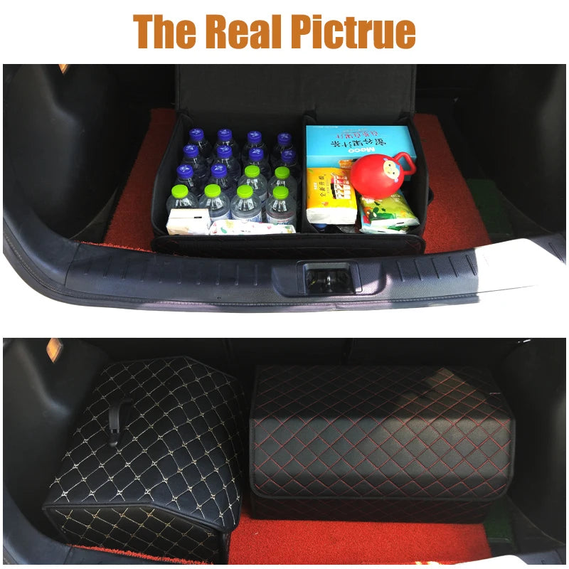 Car Trunk Storage Box, Large Capacity Automotive Multi-purpose Tools Storage Bag, Organizer, Foldable Leather for Emergency
