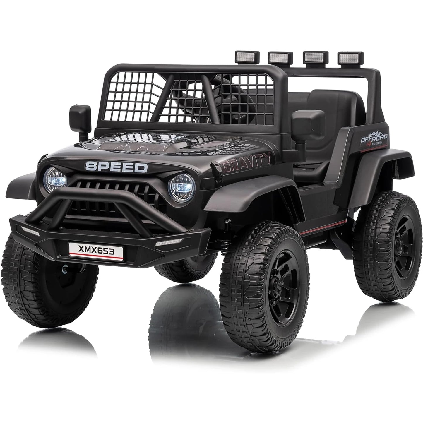 12V Kids Ride-On Truck with Remote Control, 3 Speeds, Emergency Brake, LED Lights, Music and Horn, Electric Car for Kids