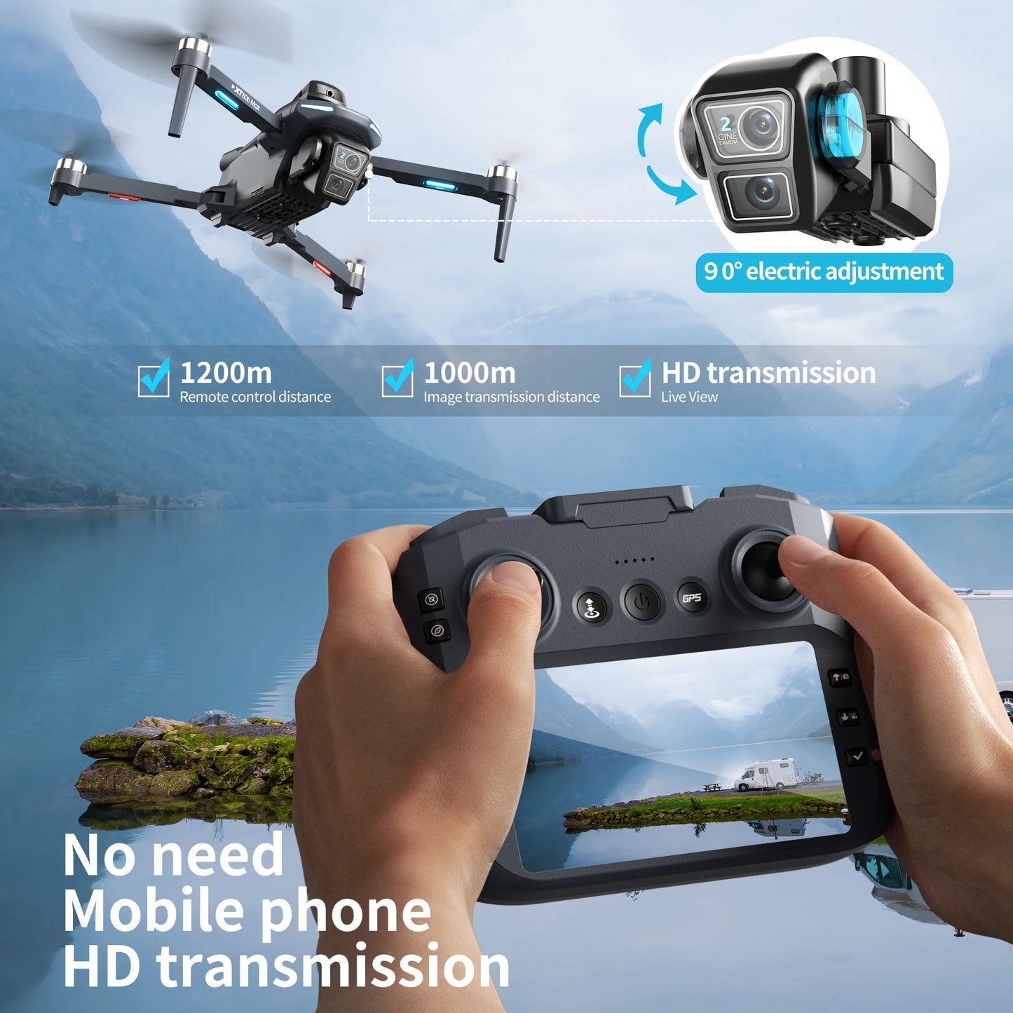 Dron GPS Lenovo NEW XT606 8K HD profesional con doble cámara, WIFI 5G FPV, evitación de obstáculos, cuadricóptero RC sin escobillas, juguete dron