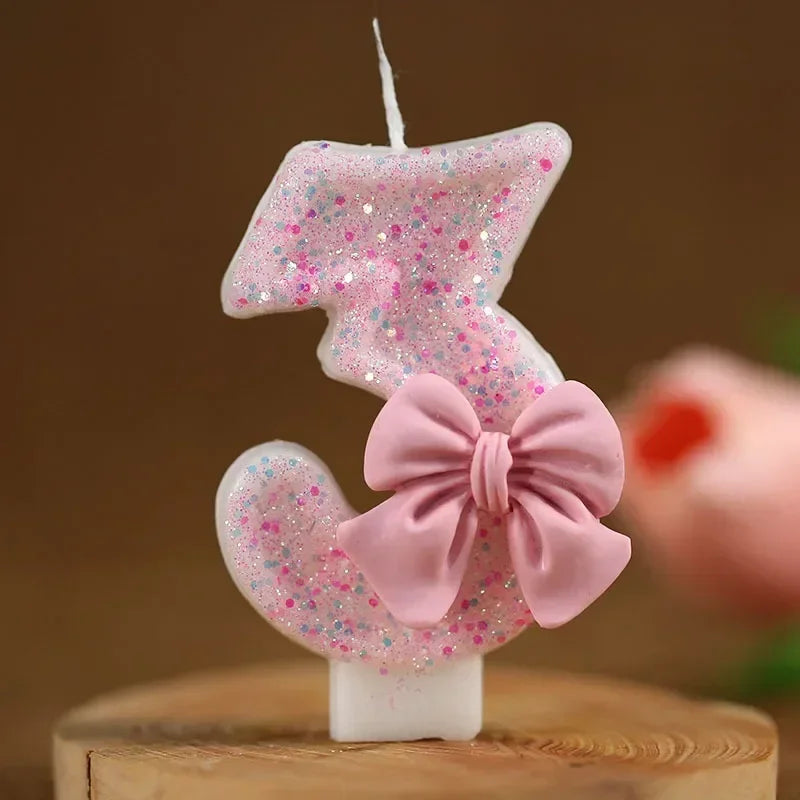 Nuevo número pastel vela rosa brillante vela de cumpleaños 1 2 3 4 5 6 7 8 9 3D número vela pastel Topper fiesta de cumpleaños pastel decoración