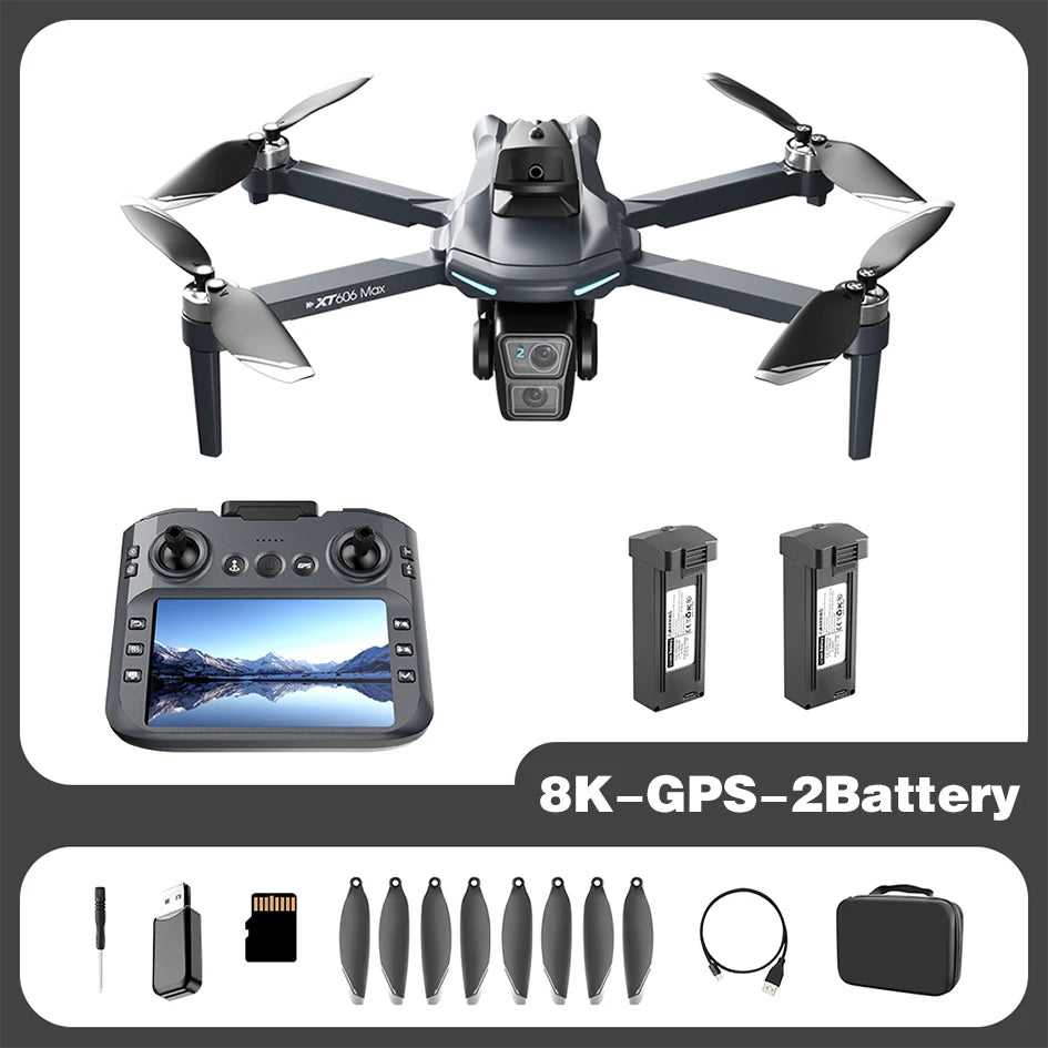 Dron GPS Lenovo NEW XT606 8K HD profesional con doble cámara, WIFI 5G FPV, evitación de obstáculos, cuadricóptero RC sin escobillas, juguete dron