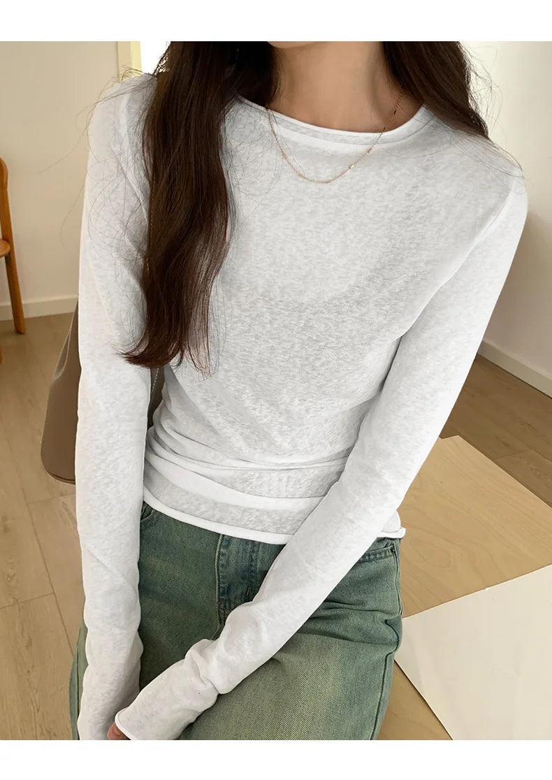 T-Shirt Manches Courtes Col Rond Femme — Streetwear Décontracté Printemps Automne