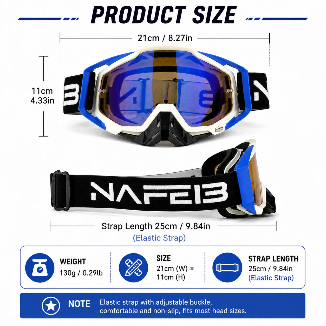 Lunettes de protection NAFEIB coupe-vent tout-terrain anti-poussière enveloppantes pour motocross, VTT, moto tout-terrain, exploration en extérieur, protection pour longs trajets