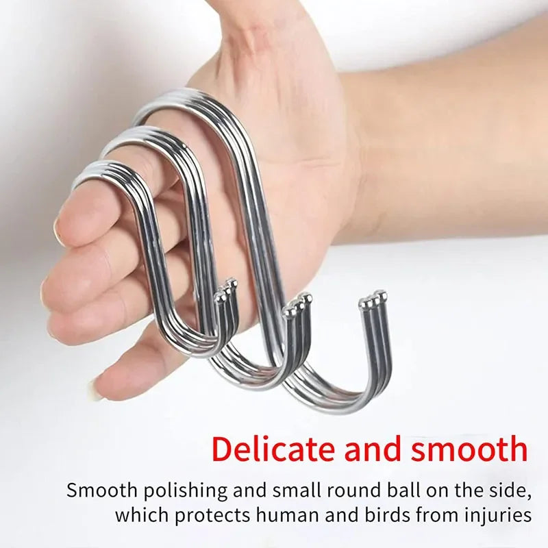 Ganchos en S de acero inoxidable con punta afilada, para utensilios, percha para ropa de carne, ganchos de suspensión de carnicero, tienda, herramientas de cocina para hornear