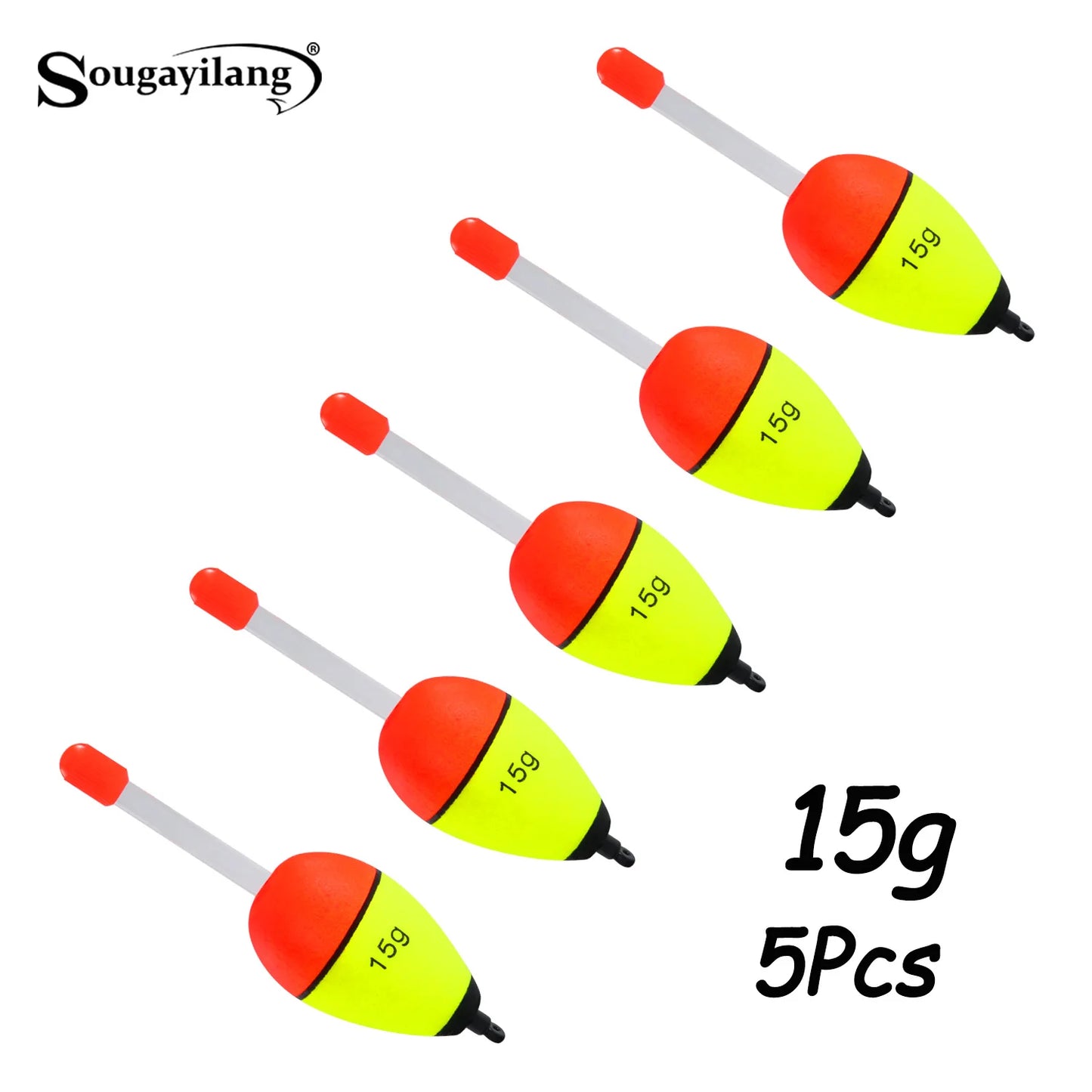 Sougayilang 5 pièces bouée de pêche veilleuse avec haute visibilité EVA Double ruban grande boule de ventre pour la pêche de nuit et longue portée