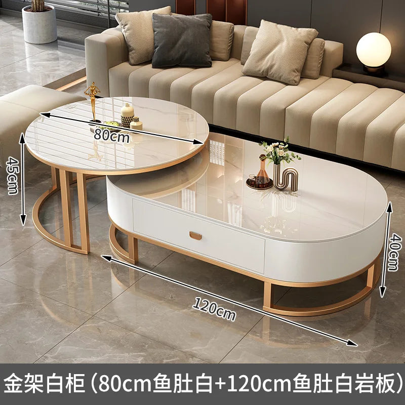 Luxury Extendable Round Modern Coffee Tables Minimalist Premium Design Book Furniture Mesa De Centro De Sala