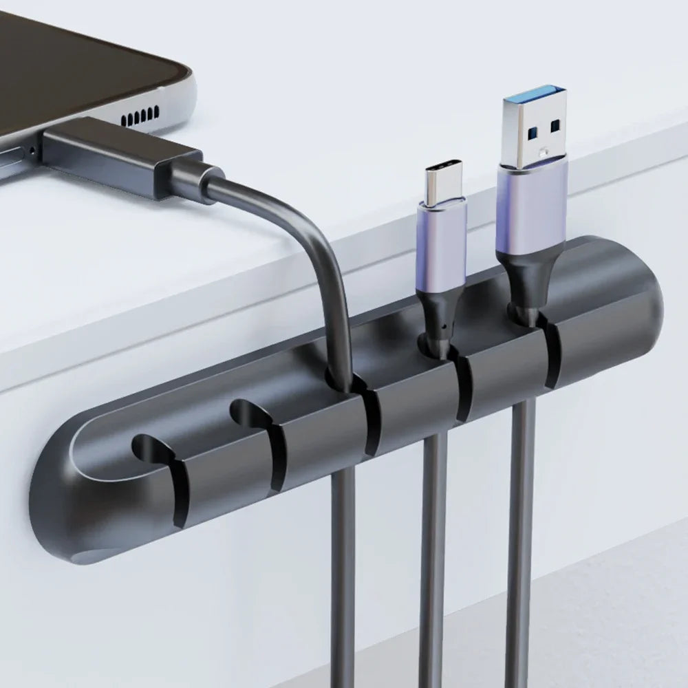 Clips en gros support de câble pour souris, organisateur de fil d'écouteur, organisateur de câble, enrouleur de câble USB en Silicone, gestion de bureau bien rangée