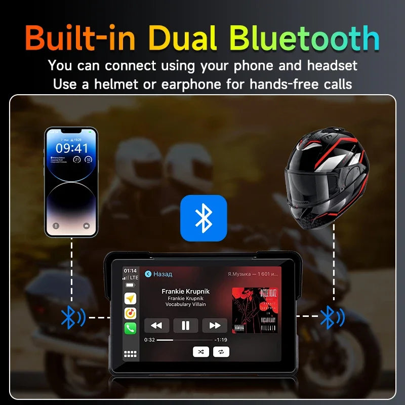 Jansite – 5/7-inch Wireless GPS Navigation Screen for Motorcycle, Carplay, Android Auto, IPX7, Portable Monitor for Motorcycle