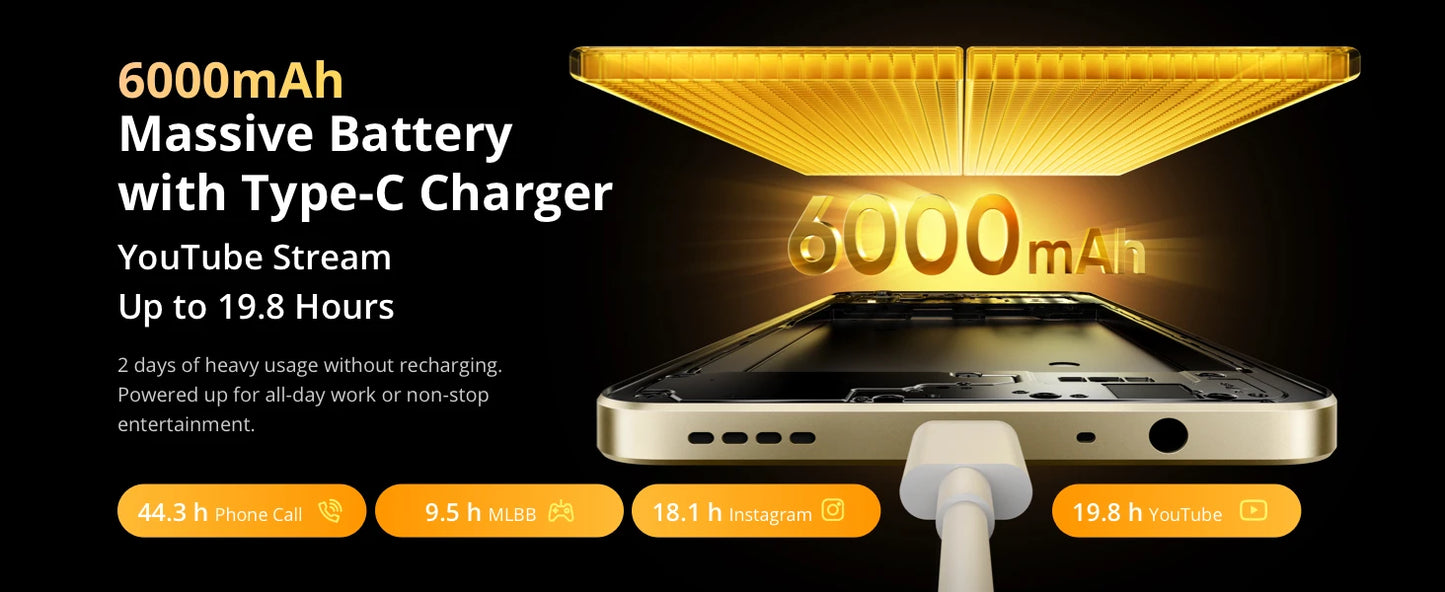 Realme Note 70T Smartphone — 6,75" 90Hz, 6000 mAh, 13 MP IA, Octa-Core, IP54, Version Mondiale