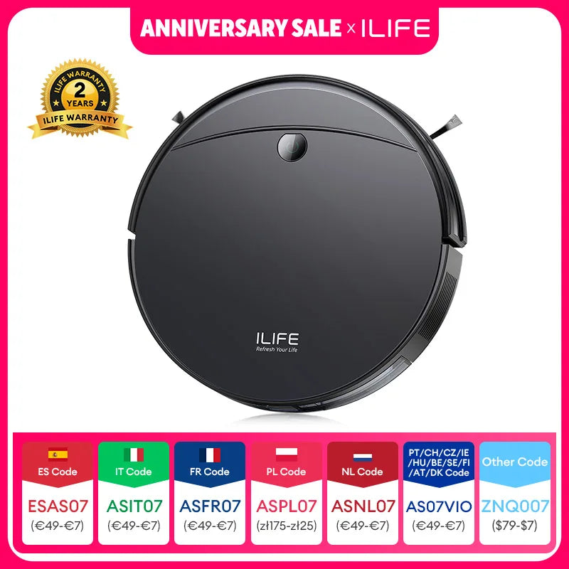 Robot aspirateur 5000 Pa — navigation gyroscopique, auto-chargement, brosse rotative