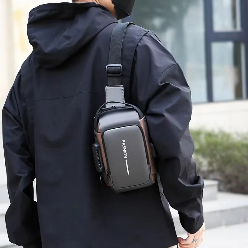 Bolso bandolera elegante para hombre – Tela Oxford duradera, bandolera de pecho con bolsillo para teléfono, cierre de cremallera