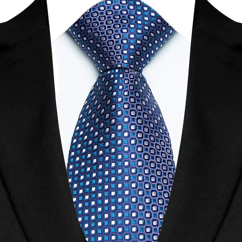 Corbata clásica de cachemira a rayas para hombre, 8 cm, Jacquard, de lujo, color azul real, accesorios, uso diario, regalo para fiesta de boda
