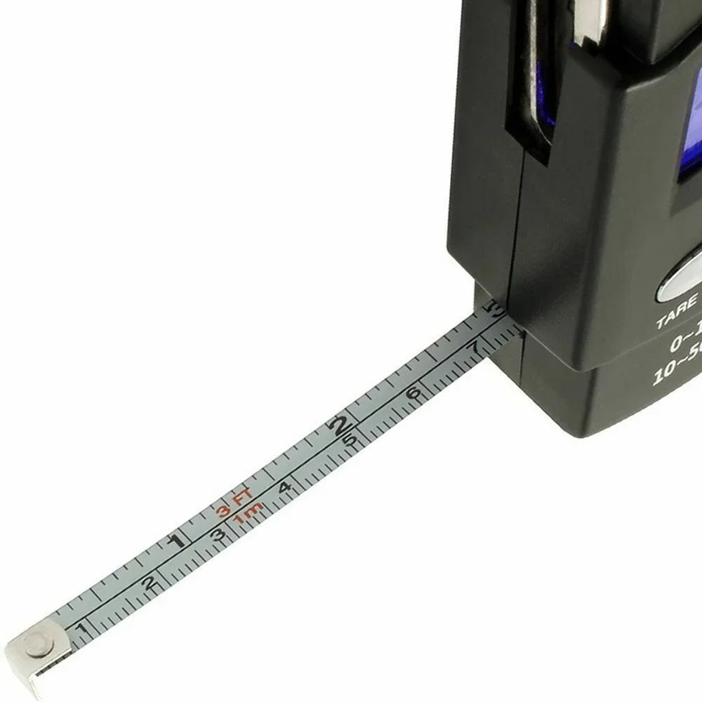 FLYSAND 110lb/50kg Balance électronique rétro-éclairé écran LCD avec ruban à mesurer Balance numérique pêche crochet suspendu Balance outil