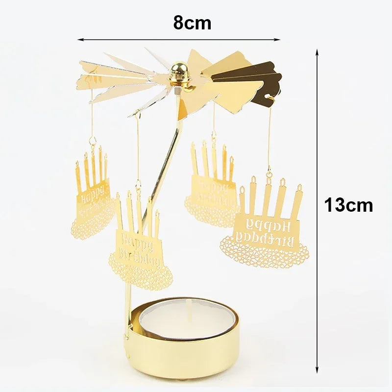 1pc Hot Metal Rotating Candle Holder, Christmas Rotary Candle Holder, Dinner Wedding Party Candlestick, Gift Decoration