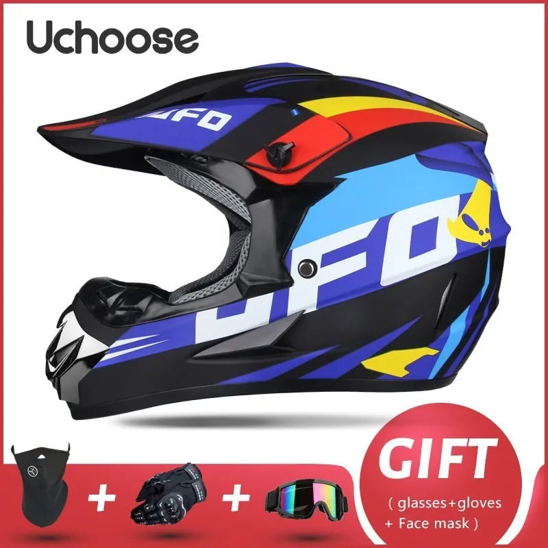 Casque de moto tout-terrain professionnel pour adultes et enfants, casque de moteur de course DOT de descente, cadeau gratuit