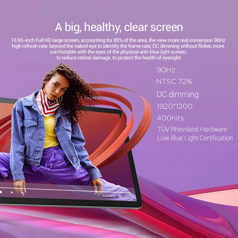 Global Rom Lenovo Tab K10 M11 Wifi LTE MTK Helio G88 Zhaoyang Multi-idiomas 10,95 pulgadas 90 Hz 400 nits Reconocimiento facial 7040 mAh